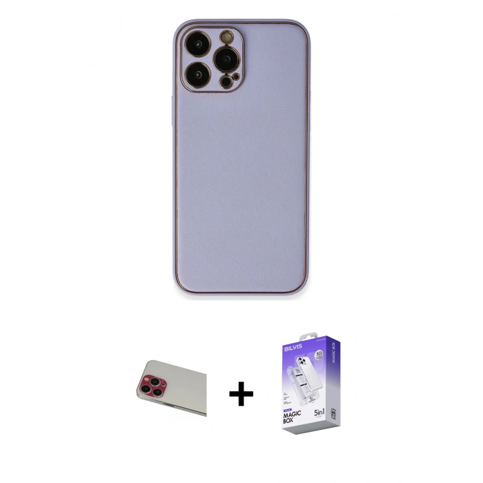 MARSİLYAN™- iPhone 13 Pro Max Kılıf Yadigar Klasik - Siyah Bilvis 5in1 3D Magic Cam Ekran Koruyucu + Rainbow Kamera Lens Koruma Cam - KI