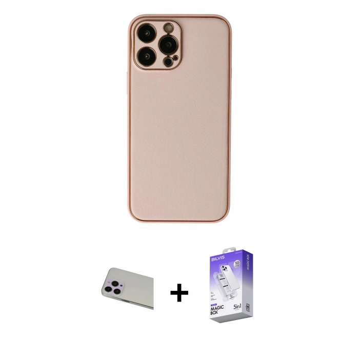 MARSİLYAN™- iPhone 13 Pro Max Kılıf Yadigar Klasik - Siyah Bilvis 5in1 3D Magic Cam Ekran Koruyucu + Rainbow Kamera Lens Koruma Cam - MR