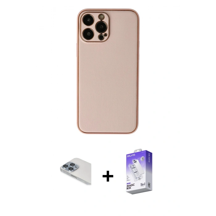 MARSİLYAN™- iPhone 13 Pro Max Kılıf Yadigar Klasik - Siyah Bilvis 5in1 3D Magic Cam Ekran Koruyucu + Sierra Blue Pers Alüminyum Kamera Lens