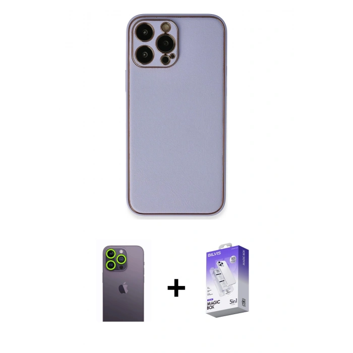 MARSİLYAN™- iPhone 13 Pro Max Kılıf Yadigar Klasik - Siyah Bilvis 5in1 3D Magic Cam Ekran Koruyucu + Yeşil Neon Fosforlu Kamera Lens
