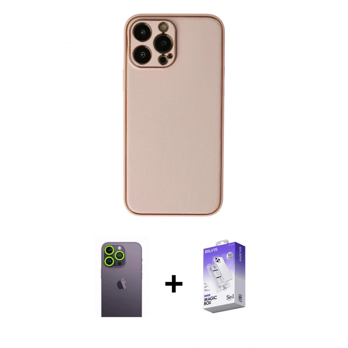 MARSİLYAN™- iPhone 13 Pro Max Kılıf Yadigar Klasik - Siyah Bilvis 5in1 3D Magic Cam Ekran Koruyucu + Yeşil Neon Fosforlu Kamera Lens