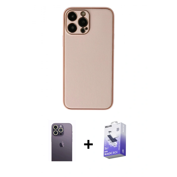 MARSİLYAN™- iPhone 13 Pro Max Kılıf Yadigar Klasik - Siyah Bilvis 5in1 5D Magic Hayalet Cam Ekran Koruyucu + Neon Fosforlu Kamera Lens - BZ