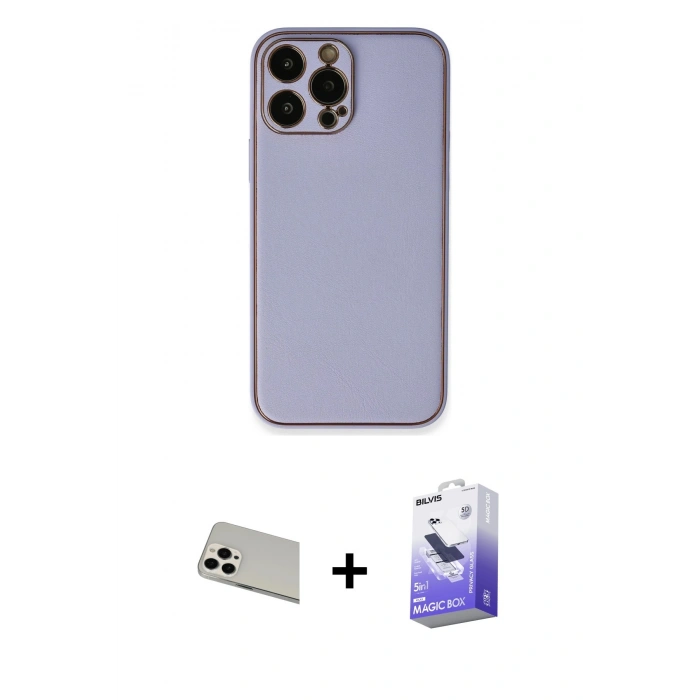 MARSİLYAN™- iPhone 13 Pro Max Kılıf Yadigar Klasik - Siyah Bilvis 5in1 5D Magic Hayalet Cam Ekran Koruyucu + Rainbow Kamera Lens Koruma Cam - BZ