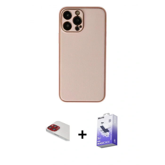 MARSİLYAN™- iPhone 13 Pro Max Kılıf Yadigar Klasik - Siyah Bilvis 5in1 5D Magic Hayalet Cam Ekran Koruyucu + Pers Alüminyum Kamera Lens - KI