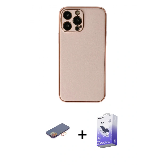 MARSİLYAN™- iPhone 13 Pro Max Kılıf Yadigar Klasik - Siyah Bilvis 5in1 5D Magic Hayalet Cam Ekran Koruyucu + Renkli Kamera Lens Koruma Cam - TU