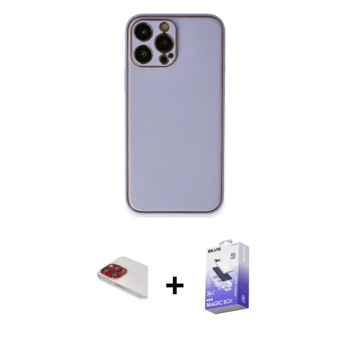 MARSİLYAN™- iPhone 13 Pro Max Kılıf Yadigar Klasik - Siyah Bilvis 5in1 5D Magic Hayalet Cam Ekran Koruyucu + Pers Alüminyum Kamera Lens - KI