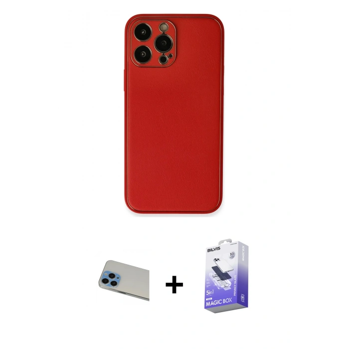 MARSİLYAN™- iPhone 13 Pro Max Kılıf Yadigar Klasik - Siyah Bilvis 5in1 5D Magic Hayalet Cam Ekran Koruyucu + Rainbow Kamera Lens Koruma Cam - MI