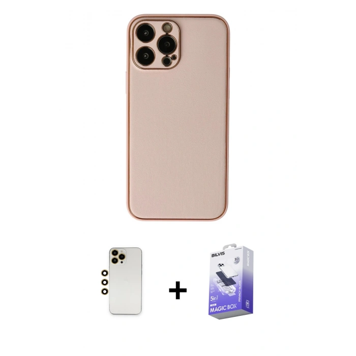 MARSİLYAN™- iPhone 13 Pro Max Kılıf Yadigar Klasik - Siyah Bilvis 5in1 5D Magic Hayalet Cam Ekran Koruyucu + Shine Kamera Lens - GD
