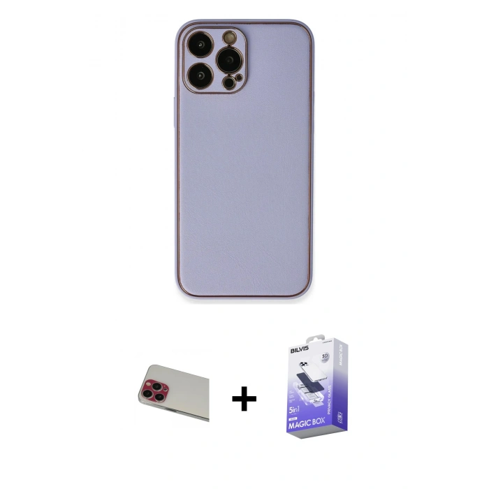 MARSİLYAN™- iPhone 13 Pro Max Kılıf Yadigar Klasik - Siyah Bilvis 5in1 5D Magic Hayalet Cam Ekran Koruyucu + Rainbow Kamera Lens Koruma Cam - KI