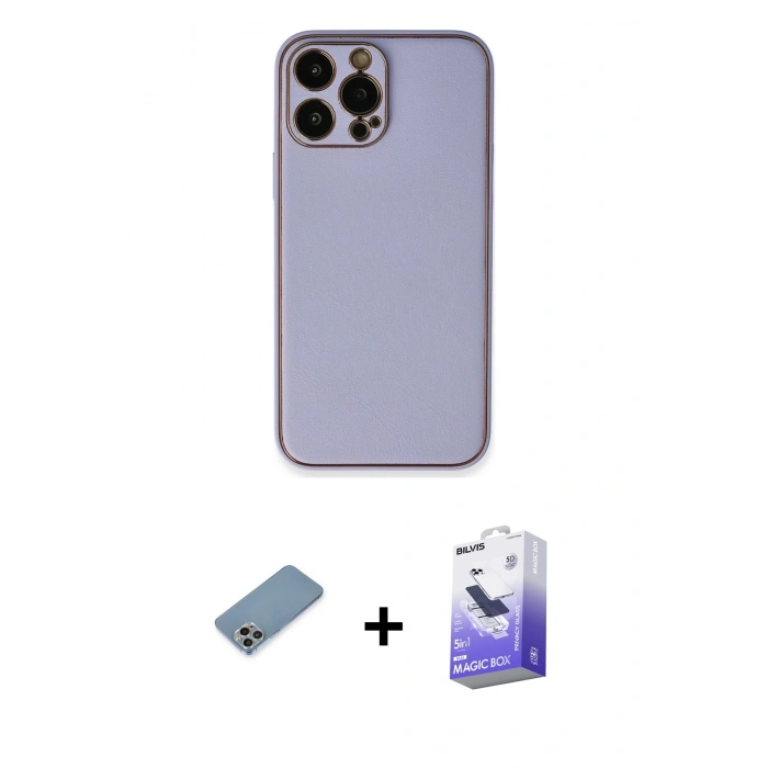 MARSİLYAN™- iPhone 13 Pro Max Kılıf Yadigar Klasik - Siyah Bilvis 5in1 5D Magic Hayalet Cam Ekran Koruyucu + Shine Kamera Lens Koruma Cam - GI