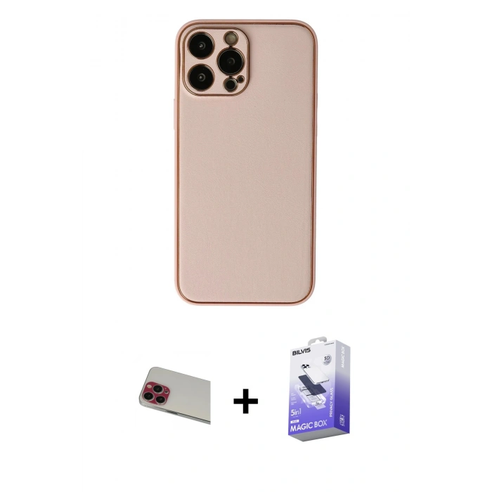 MARSİLYAN™- iPhone 13 Pro Max Kılıf Yadigar Klasik - Siyah Bilvis 5in1 5D Magic Hayalet Cam Ekran Koruyucu + Rainbow Kamera Lens Koruma Cam - KI