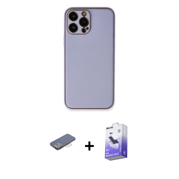 MARSİLYAN™- iPhone 13 Pro Max Kılıf Yadigar Klasik - Siyah Bilvis 5in1 5D Magic Hayalet Cam Ekran Koruyucu + Renkli Kamera Lens Koruma Cam - MI