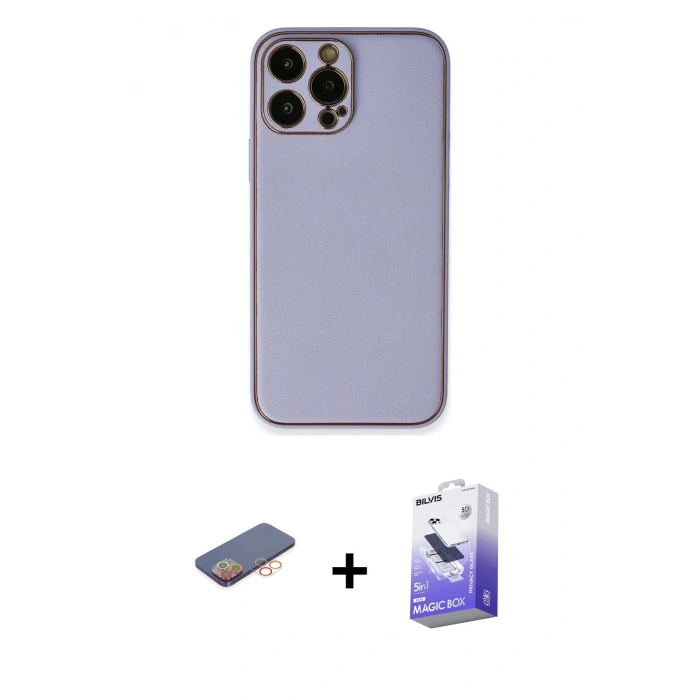 MARSİLYAN™- iPhone 13 Pro Max Kılıf Yadigar Klasik - Siyah Bilvis 5in1 5D Magic Hayalet Cam Ekran Koruyucu + Renkli Kamera Lens Koruma Cam - TU