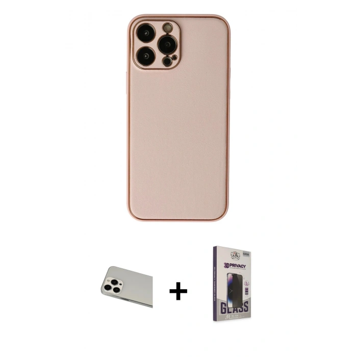 MARSİLYAN™- iPhone 13 Pro Max Kılıf Yadigar Klasik - Siyah Bilvis Hayalet Cam Ekran Koruyucu + Rainbow Kamera Lens Koruma Cam - BZ