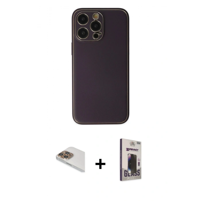 MARSİLYAN™- iPhone 13 Pro Max Kılıf Yadigar Klasik - Siyah Bilvis Hayalet Cam Ekran Koruyucu + Pers Alüminyum Kamera Lens - GD