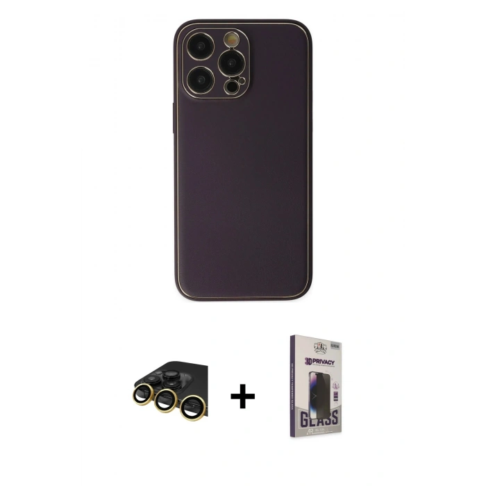 MARSİLYAN™- iPhone 13 Pro Max Kılıf Yadigar Klasik - Siyah Bilvis Hayalet Cam Ekran Koruyucu + Raze Metal Kamera Lens - GD