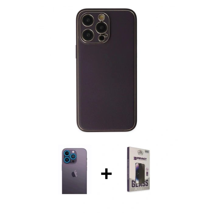 MARSİLYAN™- iPhone 13 Pro Max Kılıf Yadigar Klasik - Siyah Bilvis Hayalet Cam Ekran Koruyucu + Neon Fosforlu Kamera Lens - MI