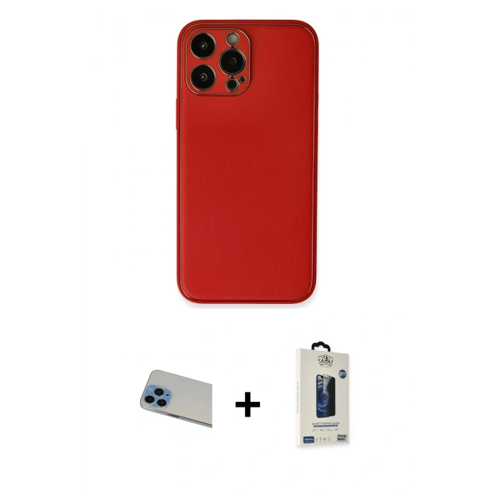 MARSİLYAN™- iPhone 13 Pro Max Kılıf Yadigar Klasik - Siyah Bilvis Hayalet Cam Ekran Koruyucu + Rainbow Kamera Lens Koruma Cam - MI
