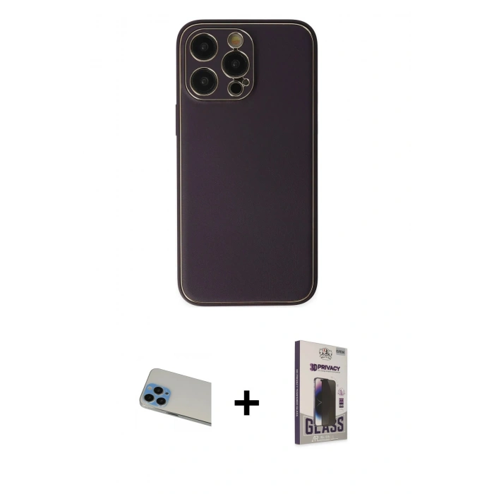 MARSİLYAN™- iPhone 13 Pro Max Kılıf Yadigar Klasik - Siyah Bilvis Hayalet Cam Ekran Koruyucu + Rainbow Kamera Lens Koruma Cam - MI