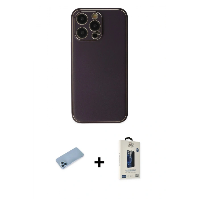 MARSİLYAN™- iPhone 13 Pro Max Kılıf Yadigar Klasik - Siyah Bilvis Hayalet Cam Ekran Koruyucu + Shine Kamera Lens Koruma Cam - MI