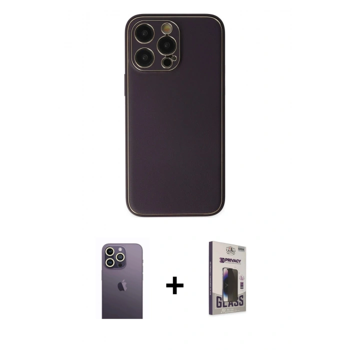 MARSİLYAN™- iPhone 13 Pro Max Kılıf Yadigar Klasik - Siyah Bilvis Hayalet Cam Ekran Koruyucu + Neon Fosforlu Kamera Lens - BZ