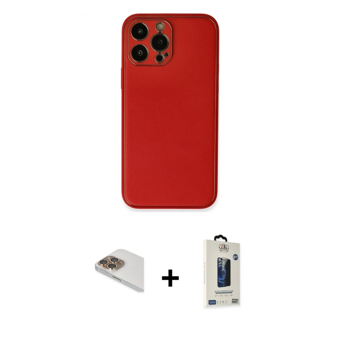 MARSİLYAN™- iPhone 13 Pro Max Kılıf Yadigar Klasik - Siyah Bilvis Hayalet Cam Ekran Koruyucu + Pers Alüminyum Kamera Lens - GD