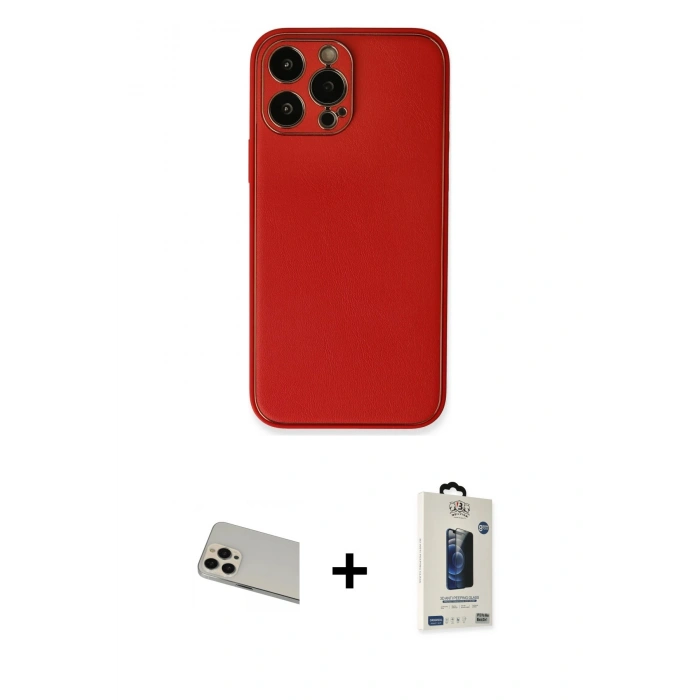MARSİLYAN™- iPhone 13 Pro Max Kılıf Yadigar Klasik - Siyah Bilvis Hayalet Cam Ekran Koruyucu + Rainbow Kamera Lens Koruma Cam - REGD