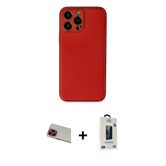 MARSİLYAN™- iPhone 13 Pro Max Kılıf Yadigar Klasik - Siyah Bilvis Hayalet Cam Ekran Koruyucu + Rainbow Kamera Lens Koruma Cam - KI