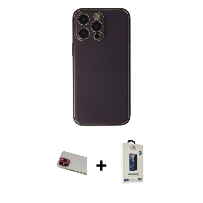 MARSİLYAN™- iPhone 13 Pro Max Kılıf Yadigar Klasik - Siyah Bilvis Hayalet Cam Ekran Koruyucu + Rainbow Kamera Lens Koruma Cam - KI