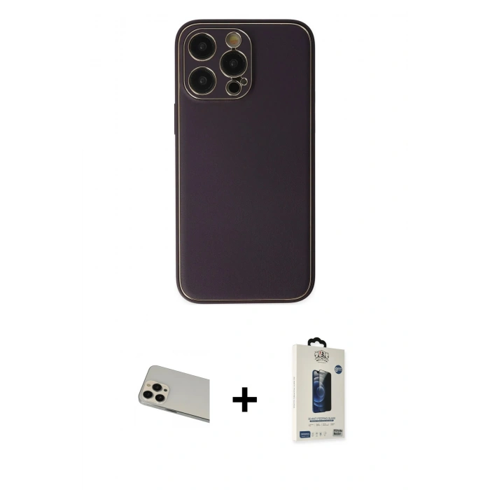 MARSİLYAN™- iPhone 13 Pro Max Kılıf Yadigar Klasik - Siyah Bilvis Hayalet Cam Ekran Koruyucu + Rainbow Kamera Lens Koruma Cam - REGD