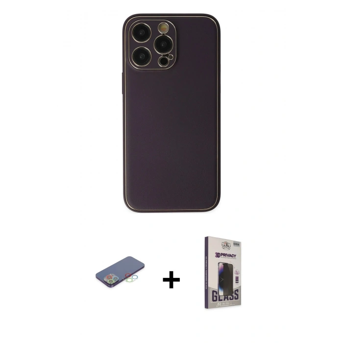 MARSİLYAN™- iPhone 13 Pro Max Kılıf Yadigar Klasik - Siyah Bilvis Hayalet Cam Ekran Koruyucu + Renkli Kamera Lens Koruma Cam - MI
