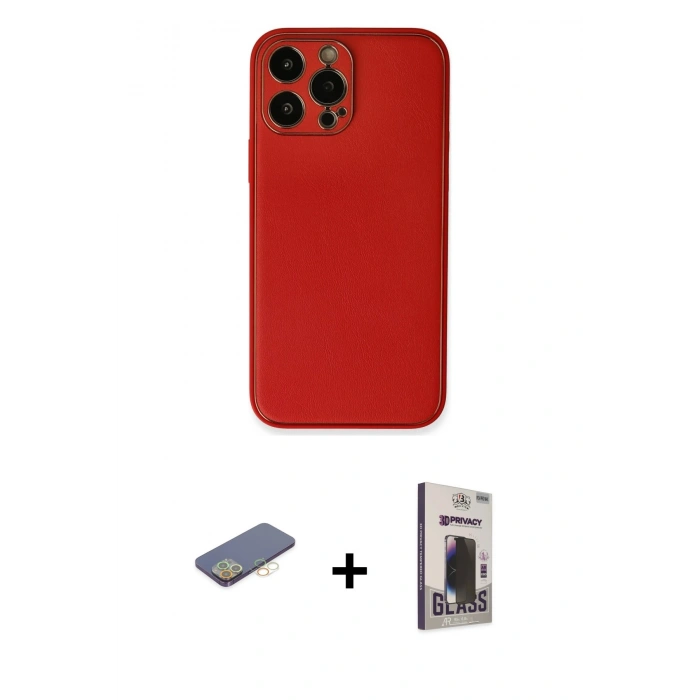 MARSİLYAN™- iPhone 13 Pro Max Kılıf Yadigar Klasik - Siyah Bilvis Hayalet Cam Ekran Koruyucu + Renkli Kamera Lens Koruma Cam - SI