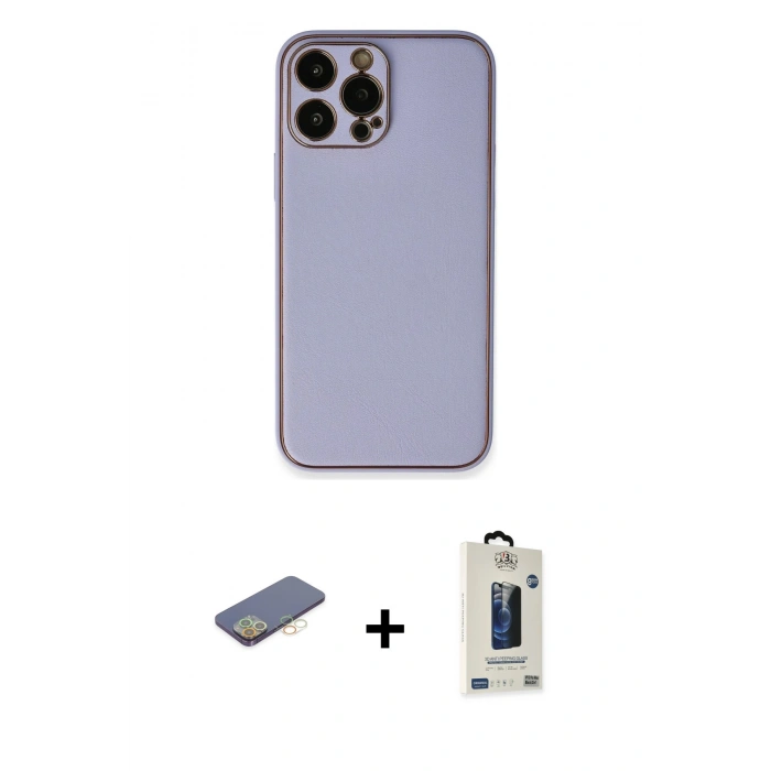 MARSİLYAN™- iPhone 13 Pro Max Kılıf Yadigar Klasik - Siyah Bilvis Hayalet Cam Ekran Koruyucu + Renkli Kamera Lens Koruma Cam - SI
