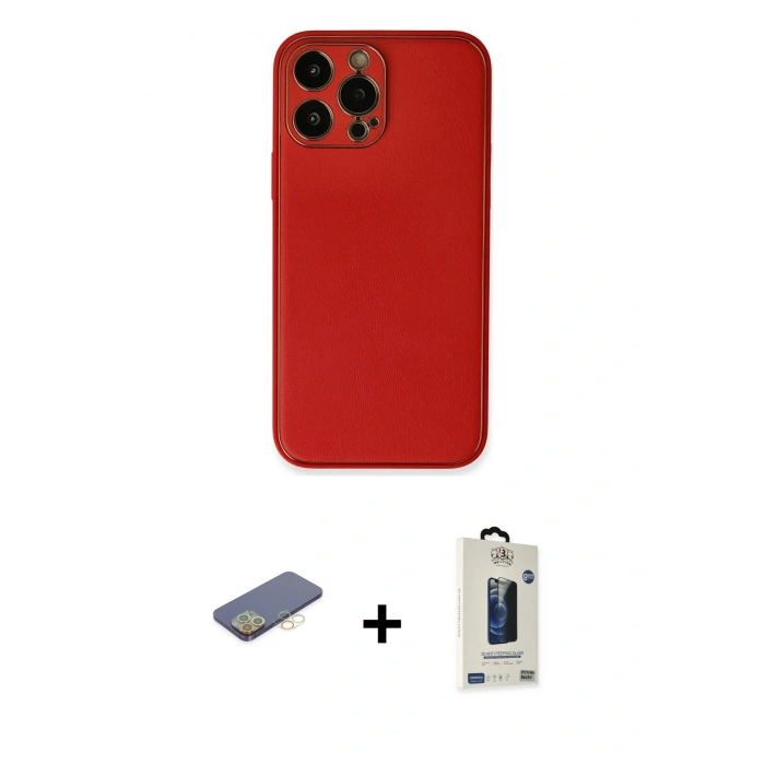 MARSİLYAN™- iPhone 13 Pro Max Kılıf Yadigar Klasik - Siyah Bilvis Hayalet Cam Ekran Koruyucu + Renkli Kamera Lens Koruma Cam - SI