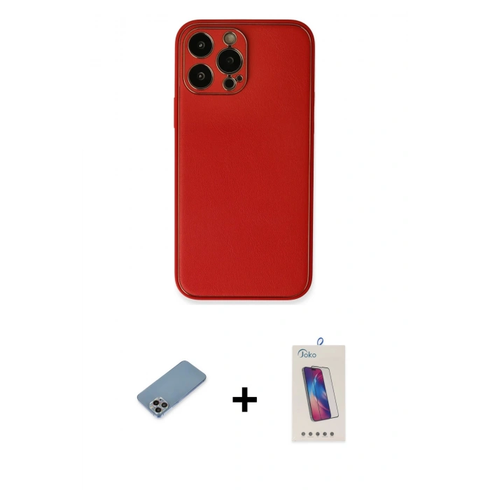 MARSİLYAN™- iPhone 13 Pro Max Kılıf Yadigar Klasik - Siyah Joko 5D Cam + Shine Kamera Lens Koruma Cam - GI