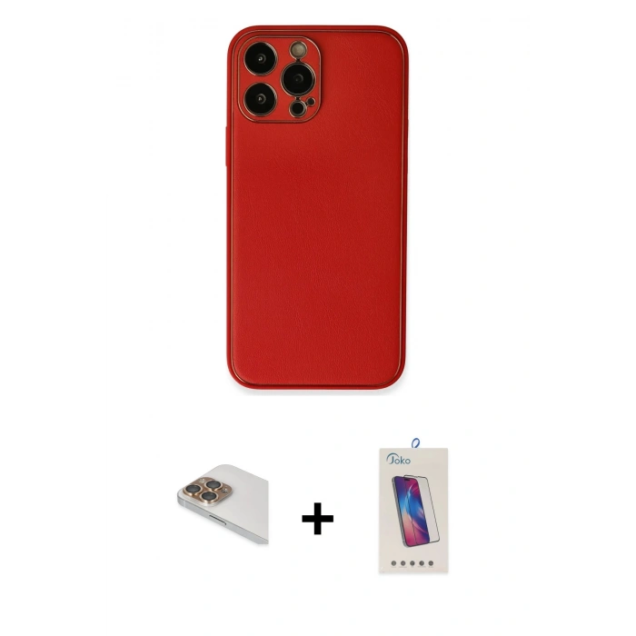 MARSİLYAN™- iPhone 13 Pro Max Kılıf Yadigar Klasik - Siyah Joko 5D Cam + Gold Pers Alüminyum Kamera Lens