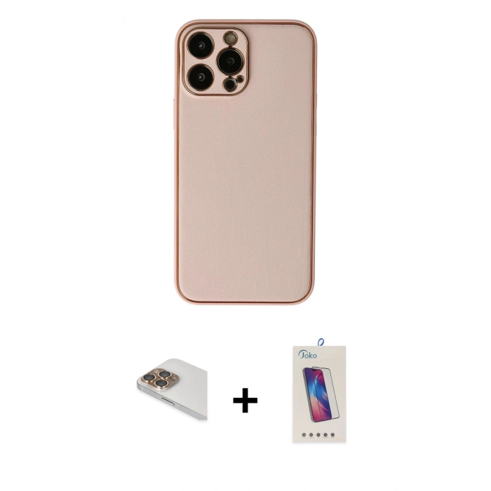 MARSİLYAN™- iPhone 13 Pro Max Kılıf Yadigar Klasik - Siyah Joko 5D Cam + Gold Pers Alüminyum Kamera Lens