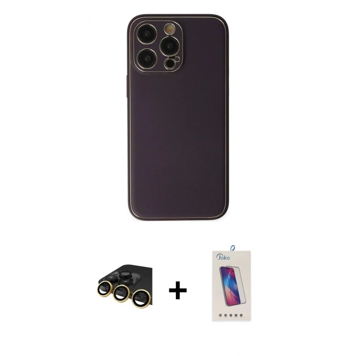 MARSİLYAN™- iPhone 13 Pro Max Kılıf Yadigar Klasik - Siyah Joko 5D Cam + Raze Metal Kamera Lens - GD