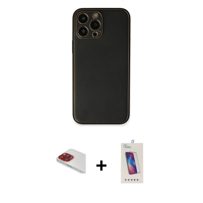 MARSİLYAN™- iPhone 13 Pro Max Kılıf Yadigar Klasik - Siyah Joko 5D Cam + Pers Alüminyum Kamera Lens - KI