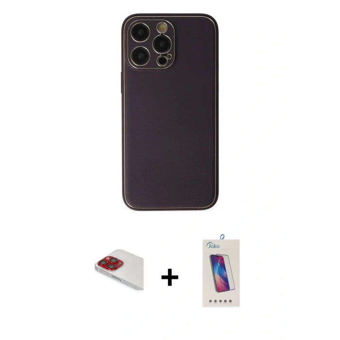 MARSİLYAN™- iPhone 13 Pro Max Kılıf Yadigar Klasik - Siyah Joko 5D Cam + Pers Alüminyum Kamera Lens - KI