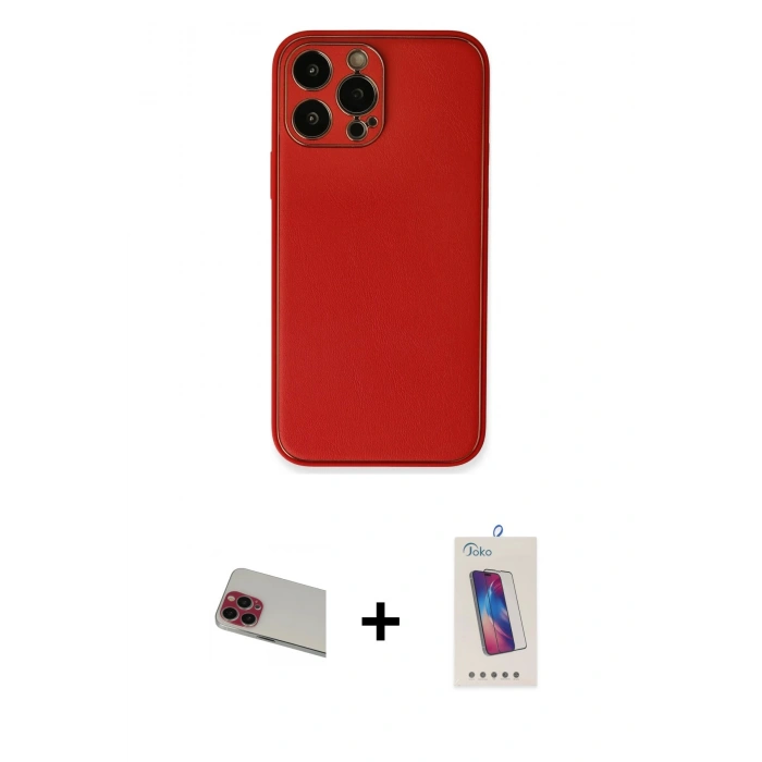 MARSİLYAN™- iPhone 13 Pro Max Kılıf Yadigar Klasik - Siyah Joko 5D Cam + Rainbow Kamera Lens Koruma Cam - KI