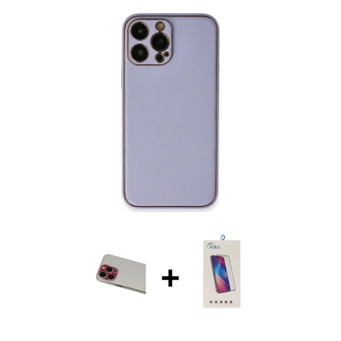 MARSİLYAN™- iPhone 13 Pro Max Kılıf Yadigar Klasik - Siyah Joko 5D Cam + Rainbow Kamera Lens Koruma Cam - KI