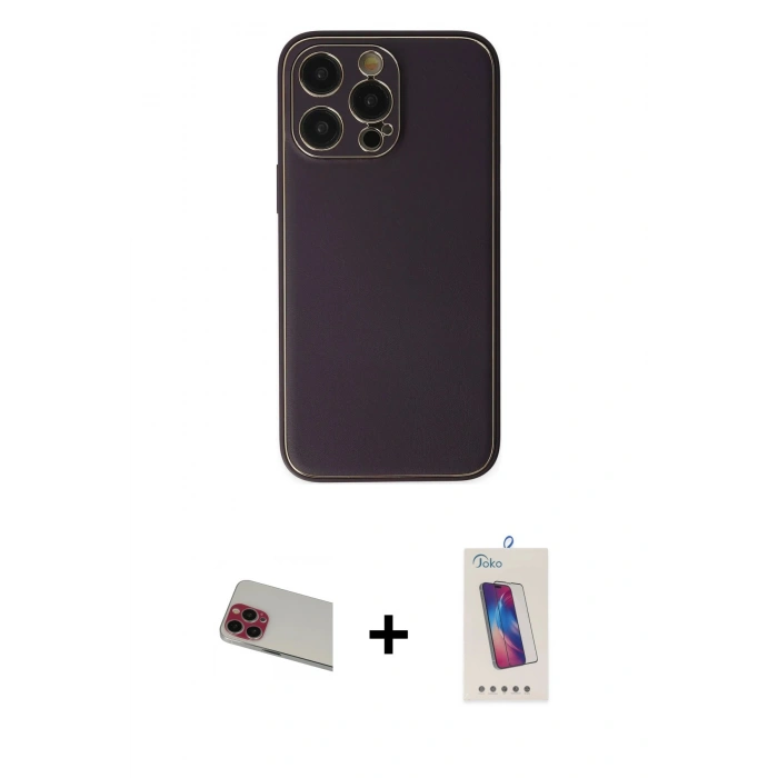 MARSİLYAN™- iPhone 13 Pro Max Kılıf Yadigar Klasik - Siyah Joko 5D Cam + Rainbow Kamera Lens Koruma Cam - KI
