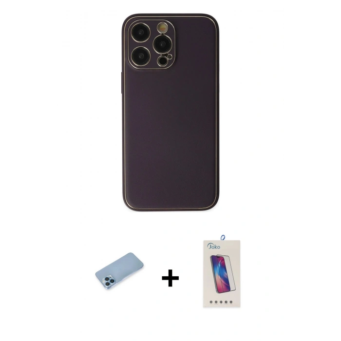 MARSİLYAN™- iPhone 13 Pro Max Kılıf Yadigar Klasik - Siyah Joko 5D Cam + Shine Kamera Lens Koruma Cam - MI
