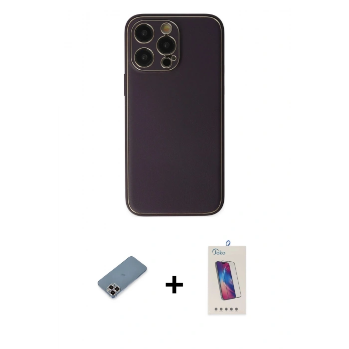 MARSİLYAN™- iPhone 13 Pro Max Kılıf Yadigar Klasik - Siyah Joko 5D Cam + Metal Kamera Lens Koruma Cam - MR