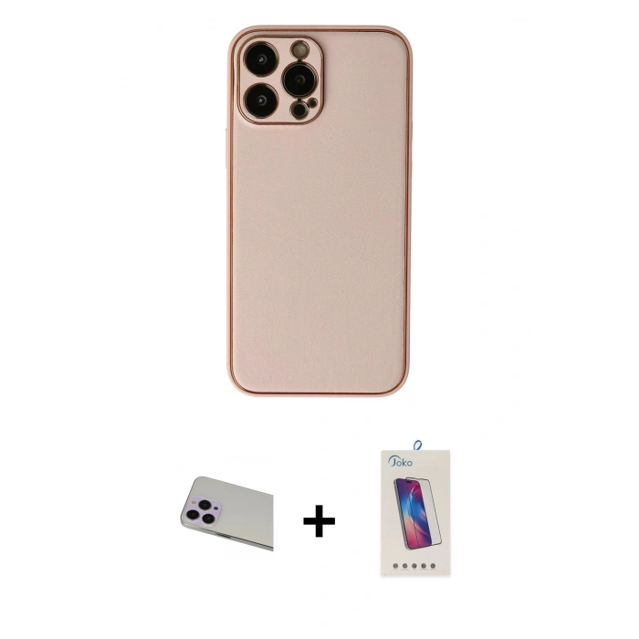 MARSİLYAN™- iPhone 13 Pro Max Kılıf Yadigar Klasik - Siyah Joko 5D Cam + Rainbow Kamera Lens Koruma Cam - MR