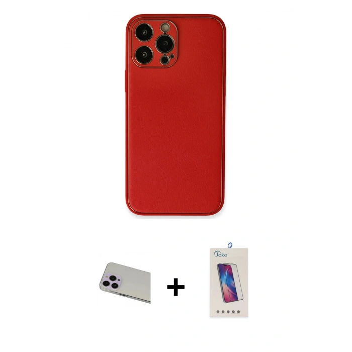 MARSİLYAN™- iPhone 13 Pro Max Kılıf Yadigar Klasik - Siyah Joko 5D Cam + Rainbow Kamera Lens Koruma Cam - MR