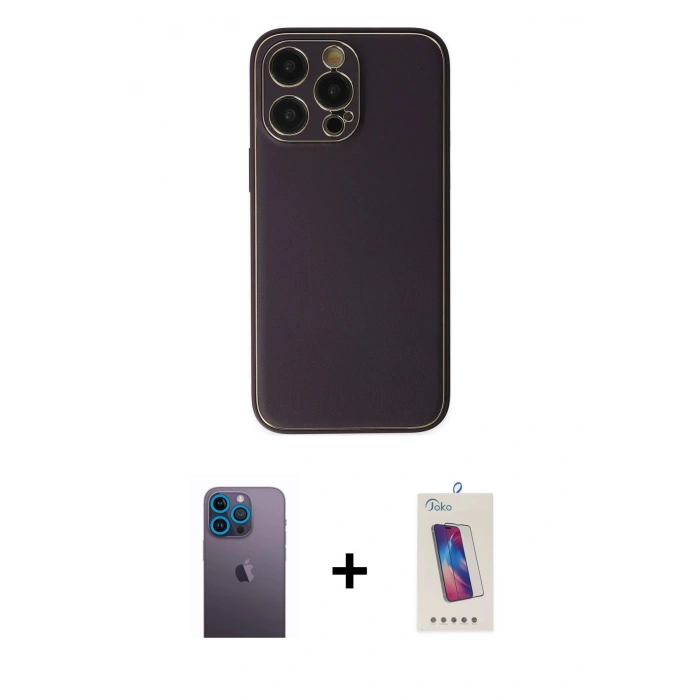 MARSİLYAN™- iPhone 13 Pro Max Kılıf Yadigar Klasik - Siyah Joko 5D Cam + Neon Fosforlu Kamera Lens - MI