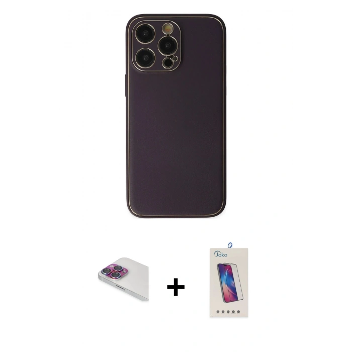 MARSİLYAN™- iPhone 13 Pro Max Kılıf Yadigar Klasik - Siyah Joko 5D Cam + Pers Alüminyum Kamera Lens - GI