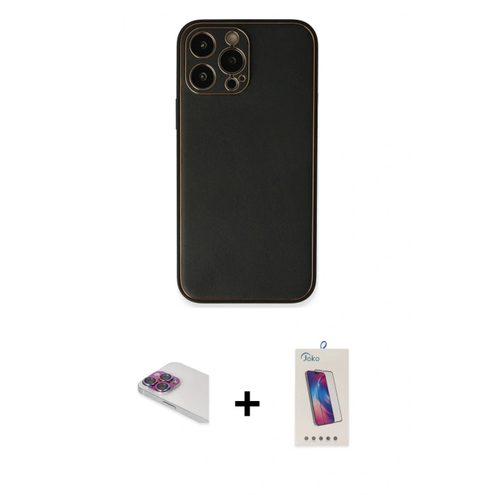 MARSİLYAN™- iPhone 13 Pro Max Kılıf Yadigar Klasik - Siyah Joko 5D Cam + Pers Alüminyum Kamera Lens - GI
